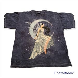 Retro The Mountain T-shirt Mens XL Tie Dye 2007 Y2K Casual Streetwear Fairy Moon